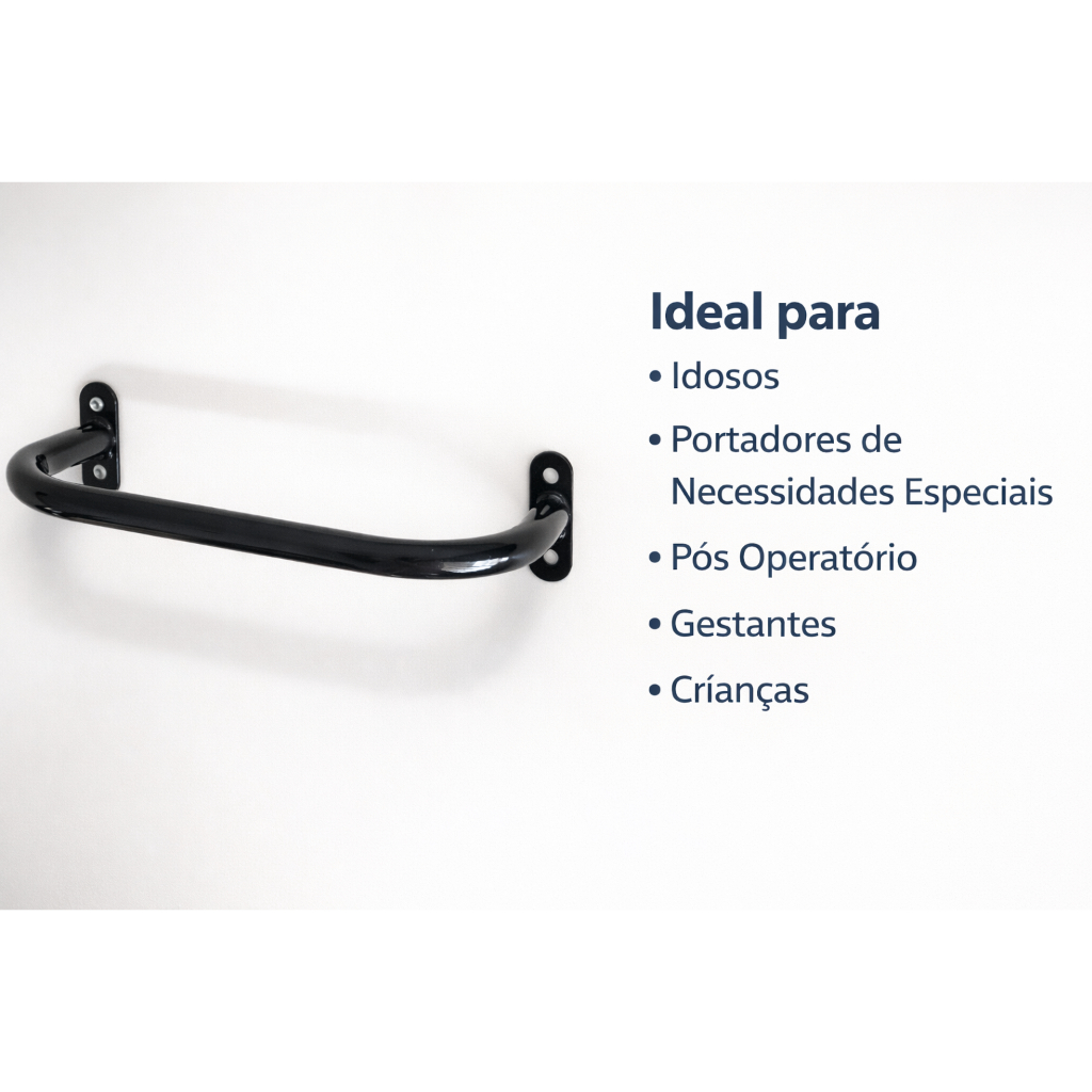 BARRA DE APOIO 40 CM EM AÇO – MINI CORRIMÃO / SUPORTE PARA APOIO