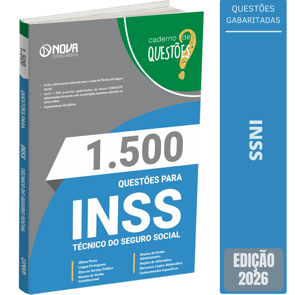 Imagem Apostila Caderno Questões Concurso INSS - Técnico