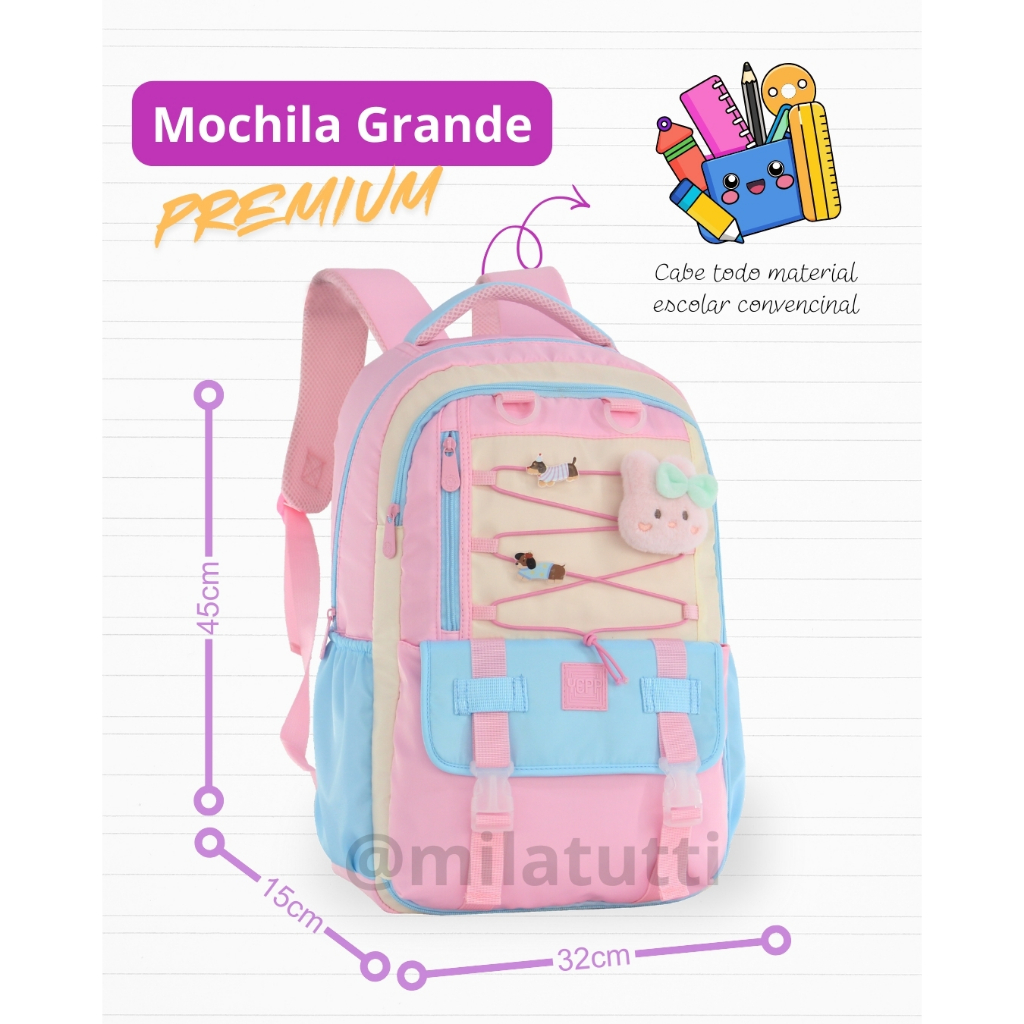 Mochila Escolar Juvenil Feminina Menina infantil tamanho grande Candy