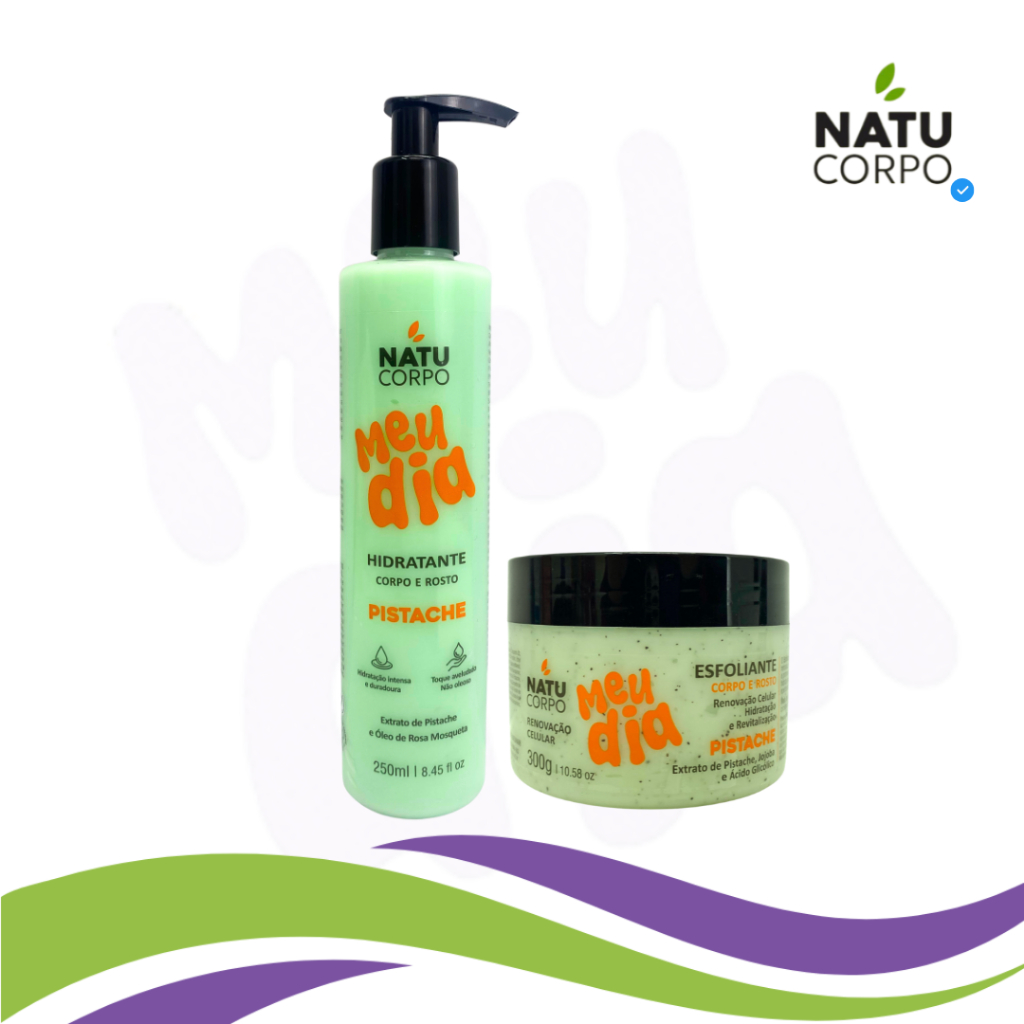 Kit Hidratante Pistache 250g + Esfoliante Pistache Natucorpo Meu Dia 300g
