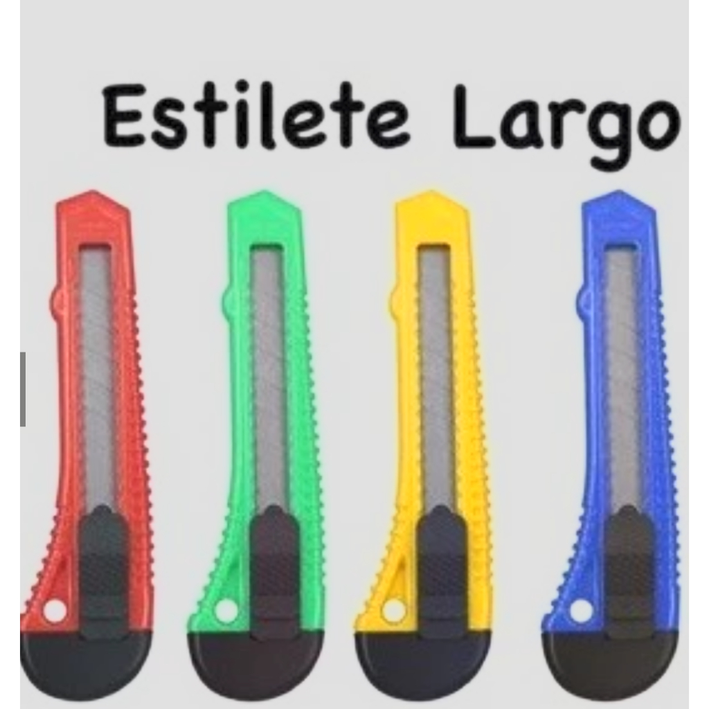 Estilete Grande Plástico Largo Lâmina 18MM Escolar Escritório Cores Sortidas Unidade