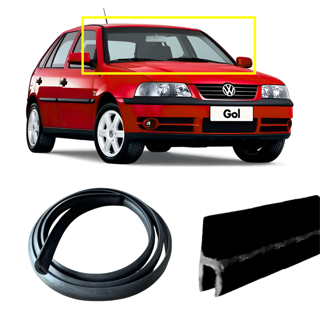 Kit Friso Acabamento Superior Parabrisa + Borracha Acabamento da Grade Churrasqueira Gol Parati Saveiro G2 G3 G4