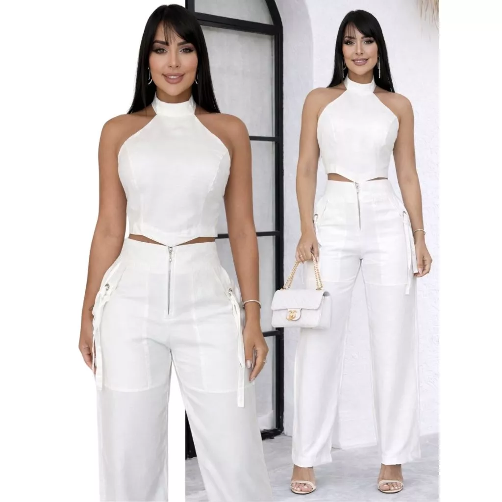 Conjunto Alfaiataria Blusa Cropped e Calça
