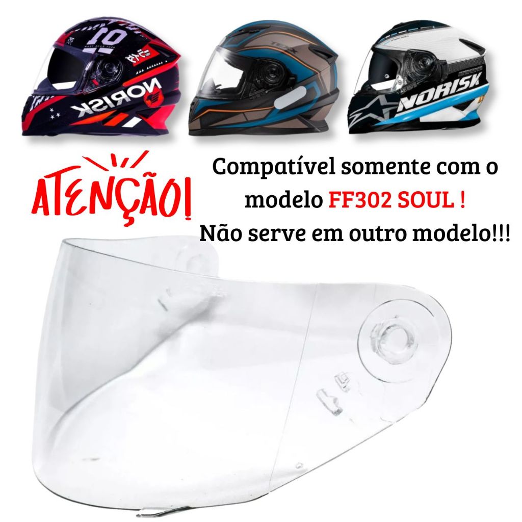 Viseira P/ Capacete Norisk FF302 Soul 2.2mm Polivisor Cristal em Oferta na Shopee