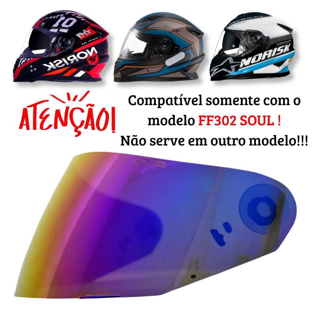 Viseira Camaleão Antirrisco P/ Capacete Norisk FF302 Soul / Texx Wing 2.2mm em Oferta na Shopee
