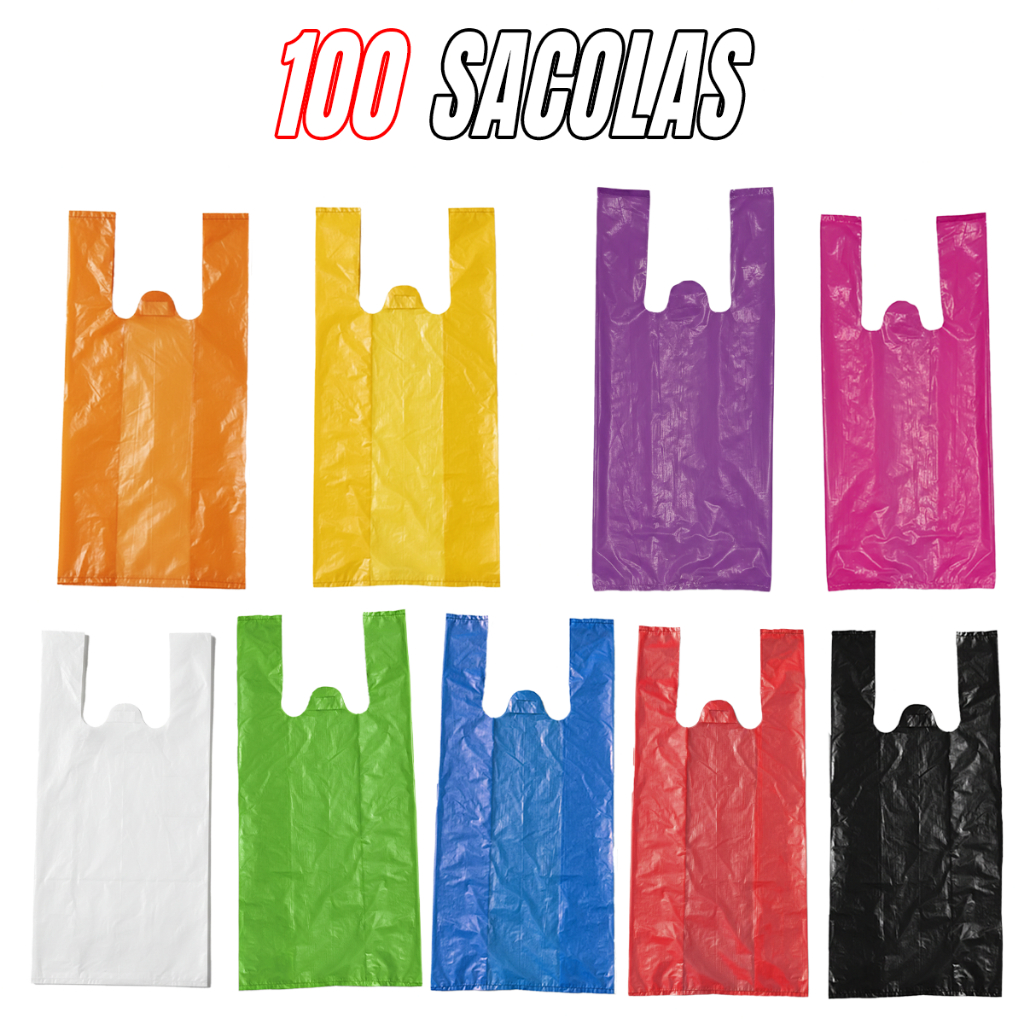 100 Sacolas Plásticas Reforçadas 30x40 / 38x50 / 50x60 - Sacolinhas para Lojas e Mercados em Oferta na Shopee