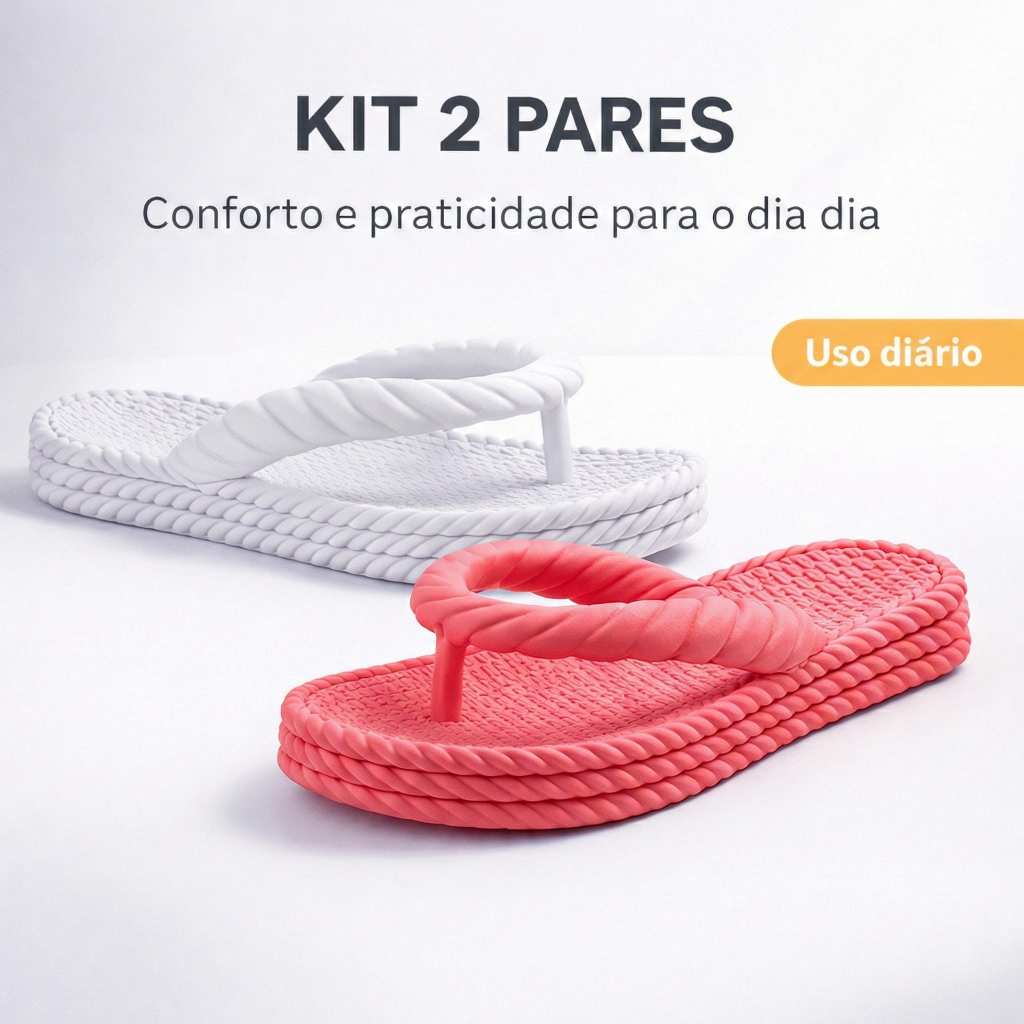 Kit 2 ParesSandália Feminina Trançada Confortável Para Qualquer Ocasião Visual Elegante