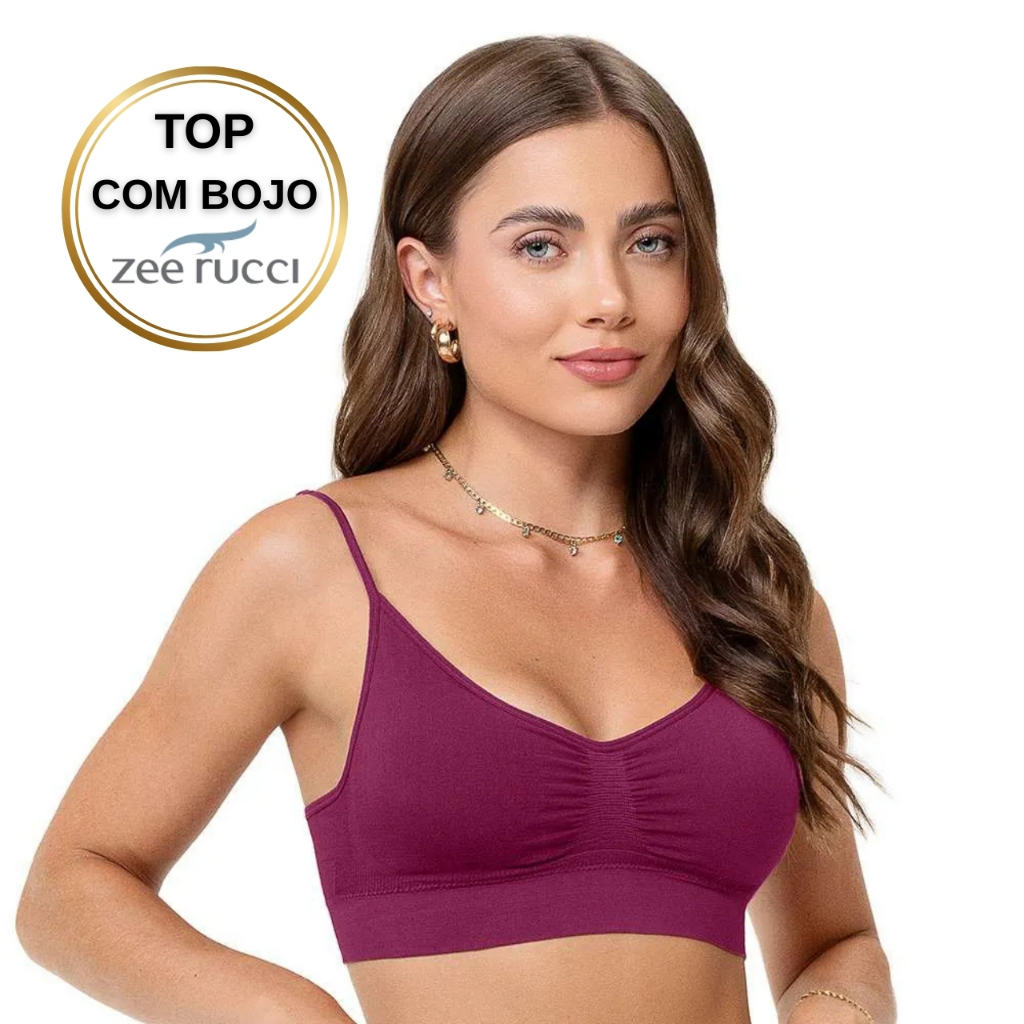 Top Sutiã Zee Rucci Feminino com Bojo Removível | Alça Fina | Conforto e Sustentação