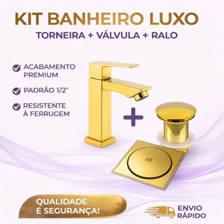 KIT BANHEIRO LUXO–TORNEIRA + VÁLVULA CLICK + RALO em Oferta na Shopee