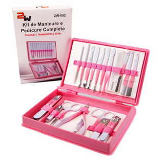 Kit Manicure Pedicure Profissional 18 Peças Estojo Completo em Oferta na Shopee