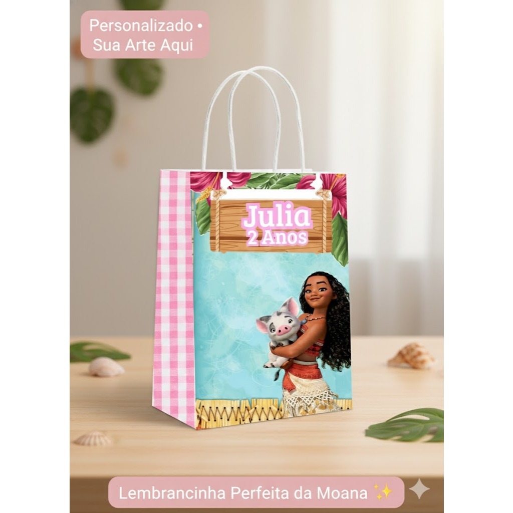 Sacolinha Surpresa - Moana  - Qualquer tema - Sacola Lembrancinha - Personalizados Aniversario Festa