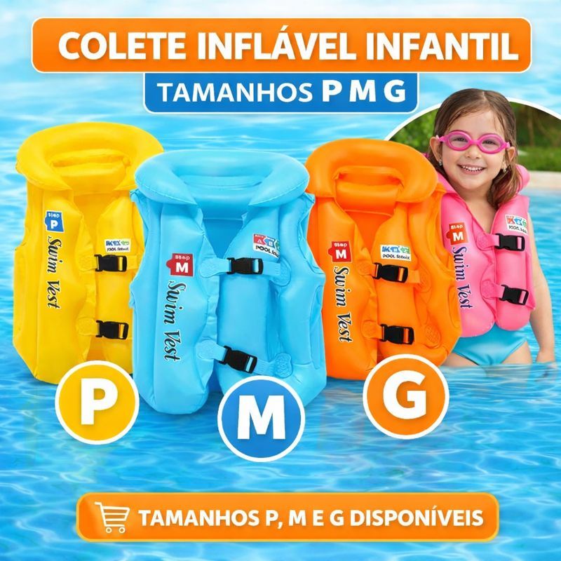 Boia Colete Inflável Infantil para Criança | Salva-Vidas para Piscina e Praia | Flutuador Verão | 10kg a 50kg em Oferta na Shopee