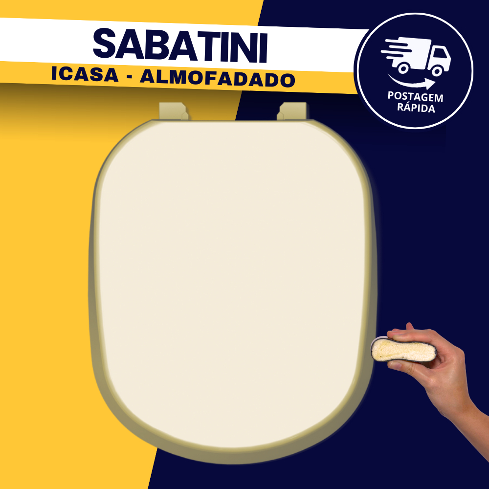 Tampa Assento Sanitário Sabatini Icasa Banheiro Almofadado Luxo Bege Durín