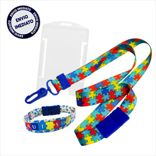 Cordão Autista Com Trava De Segurança + Porta Crachá + Pulseira Autismo em Oferta na Shopee