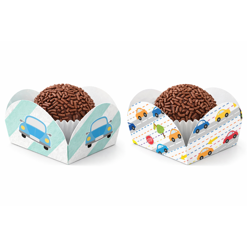 Forminha Brigadeiro Caixinha para Docinho Personalizada Tema carrinhos Cute Doces Aniversário festa Infantil