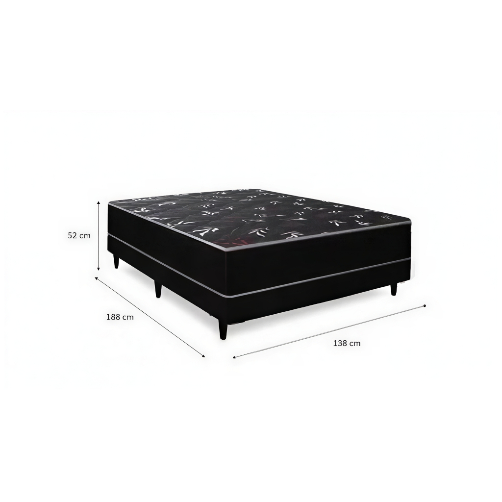 Cama Box Conjugado Casal Ortopédica 138cm Preto