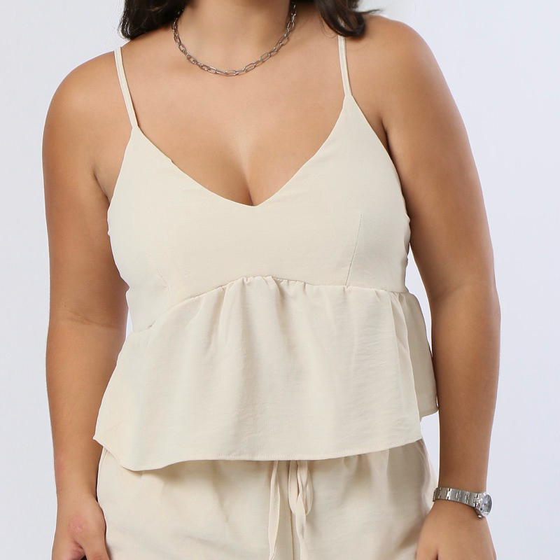 Blusa Feminina Alçinha com Regulador e Babados Duna Primavera/Verão Confortável