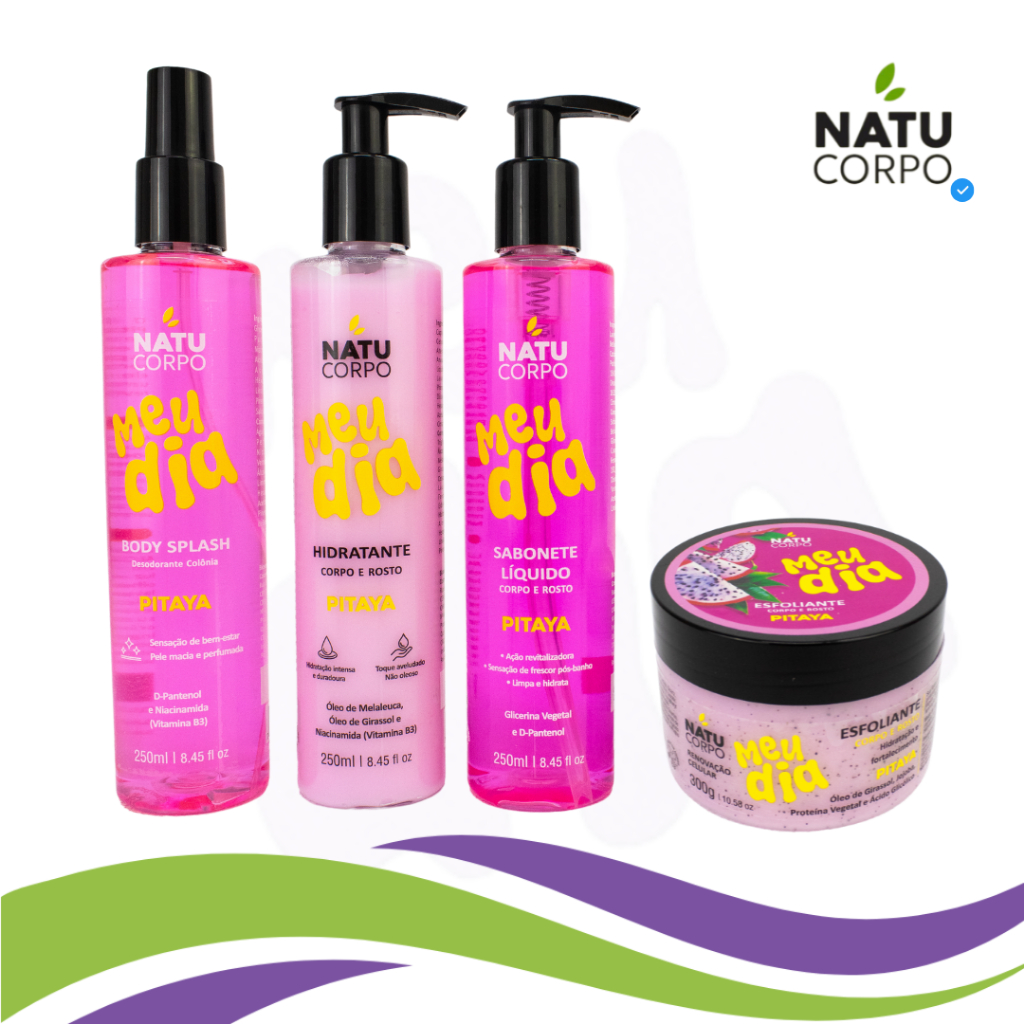 Kit Pitaya - Body Splash 250ml + Hidratante 250ml + Sabonete Líquido 250ml + Esfoliante 300g
