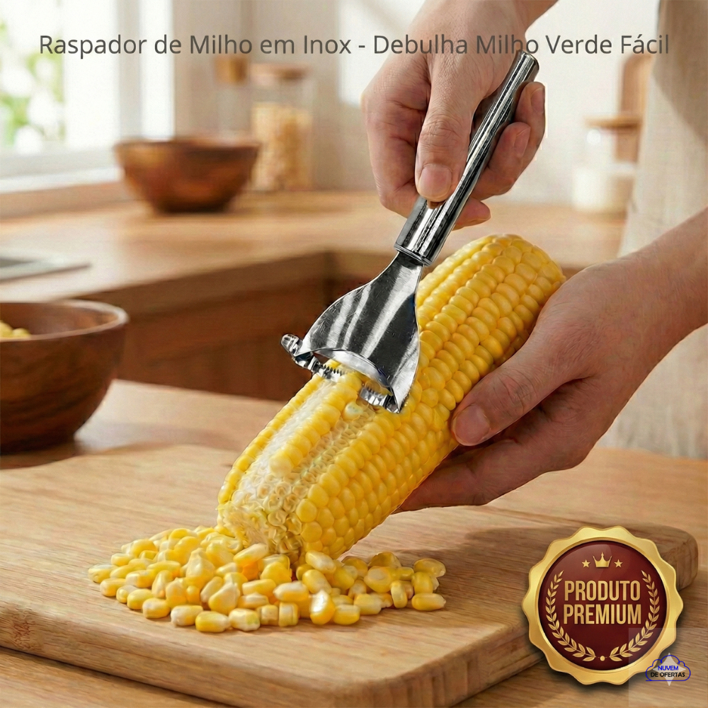 🔥Raspador de Milho em Inox - Debulha Milho Verde Fácil para Pamonha e Bolo Super Prático