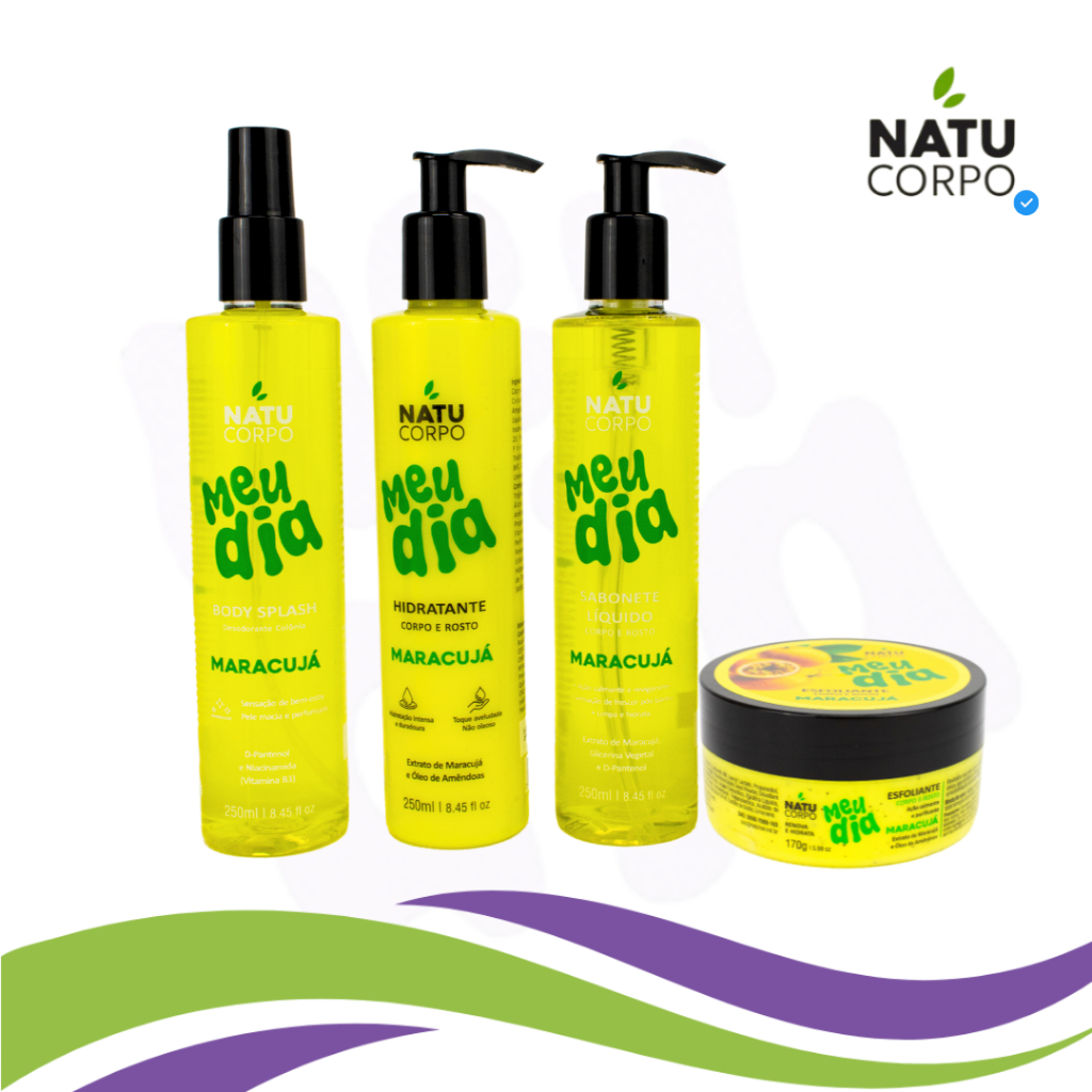 Kit Maracujá - Body Splash 250ml + Hidratante 250ml + Sabonete Líquido 250ml + Esfoliante 170g
