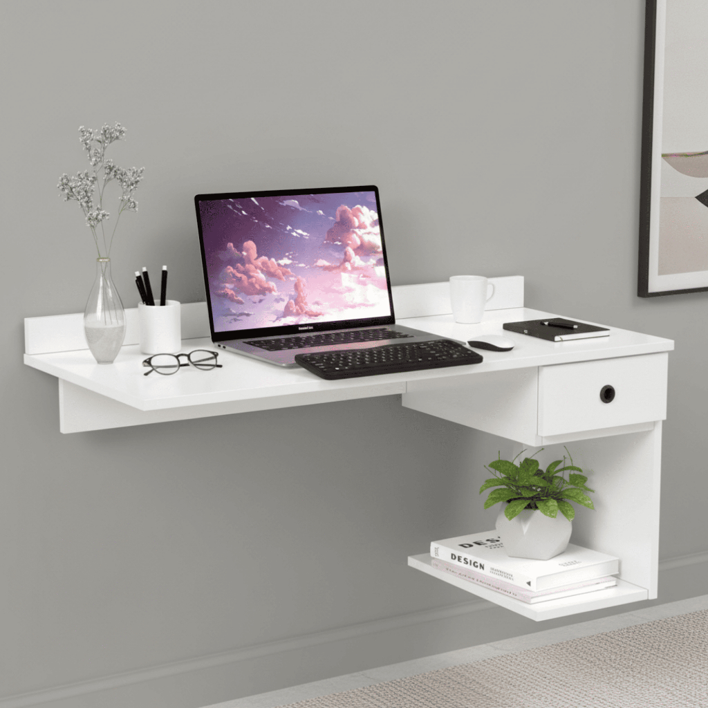 Escrivaninha Aereo 1 Gaveta 90cm Compacto Desing Moderno Office Penteadeira