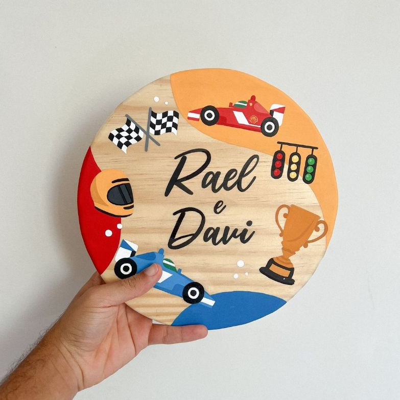 Placa Porta Decorativo Porta Maternidade Com Nome Personalizado Guirlanda Irmãos Casa &  Decoração MDF