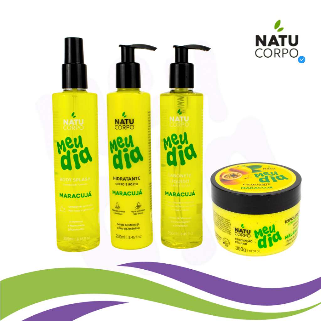 Kit Maracujá - Body Splash 250ml + Hidratante 250ml + Sabonete Líquido 250ml + Esfoliante 300g