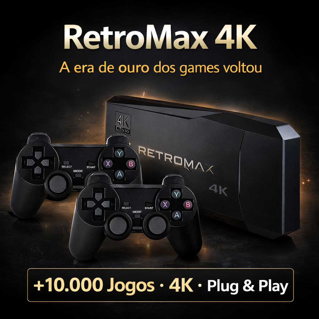 RetroMax 4k™ – o Console Que Ressuscita a Melhor Era dos Games — R$ 108,90 em Shopee