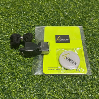 Kit para árbitro de Futebol, apito, cartão e moeda.