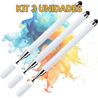 KIT 3 Caneta Stylus 2 em 1 Toque Celular E Tablet Ponta Borracha iPad iPhone Caneta de Tela Touch Ce
