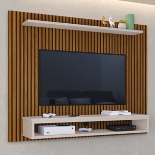 Painel Ripado Para TV Até 60 Polegadas Com Nicho e Prateleira Moderno Decorativo Estante Sala Quarto em Oferta na Shopee