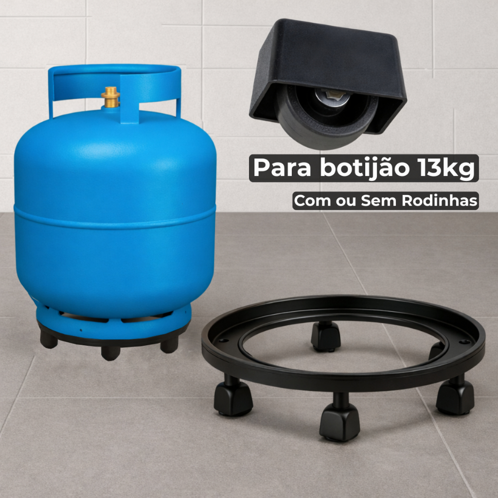 Suporte Para Botijão de Gás 13kg Base Universal com ou sem Rodinhas em Oferta na Shopee