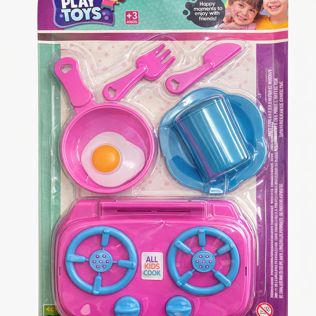 Kit Fogão Infantil de Brinquedo com Acessórios – Play Toys – Cozinha Faz de Conta
