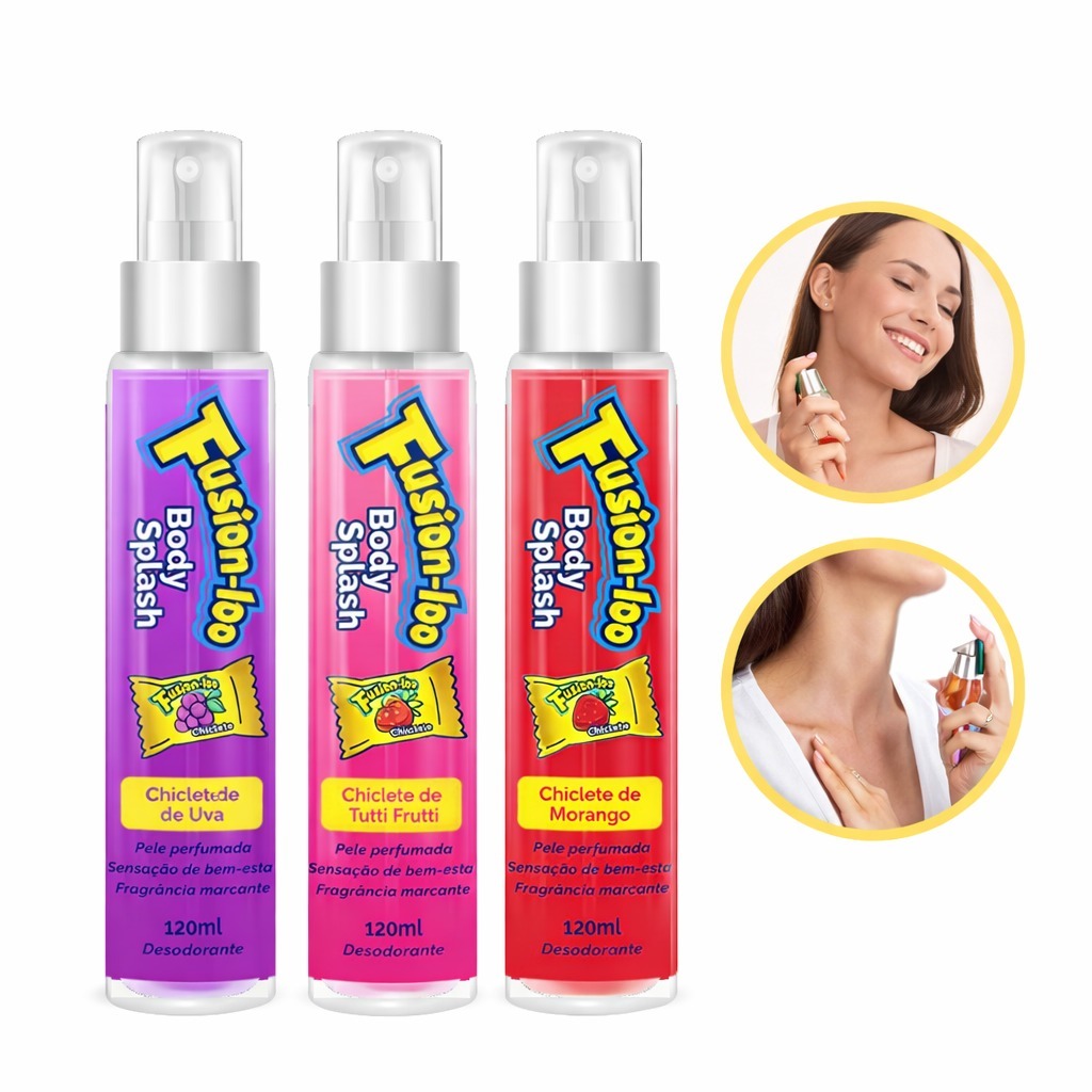 Body Splash Corporal com Cheirinho de Chiclete - Morango - Uva - Tutti Fruitti