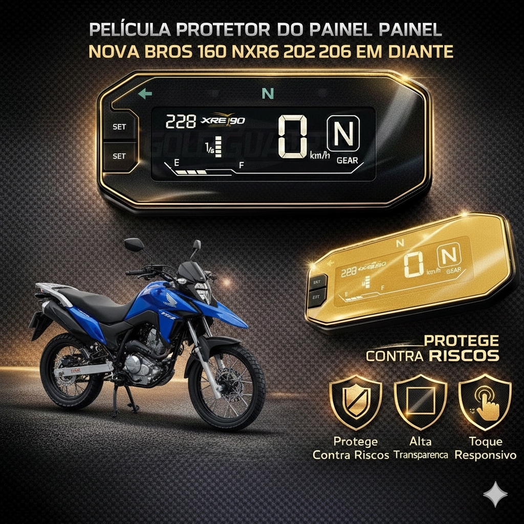 Película Protetor do Painel Nova Bros 160 NXR 160 2025 2026 em Diante Acessórios Bros160 ShieldForce