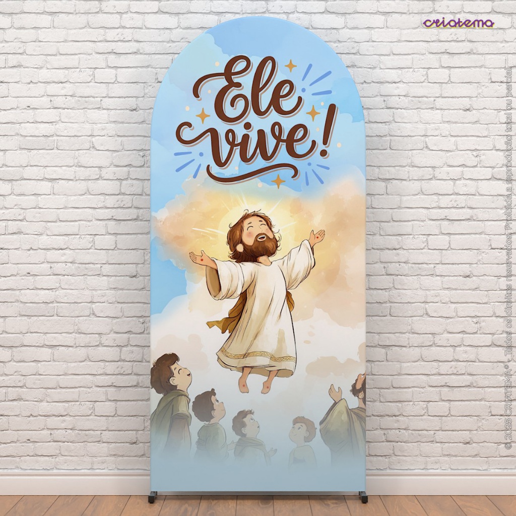 Kit Capa Painel Romano e Cilindro Páscoa Infantil Em Tecido Sublimado Veste Fácil — imagem 2 de 2