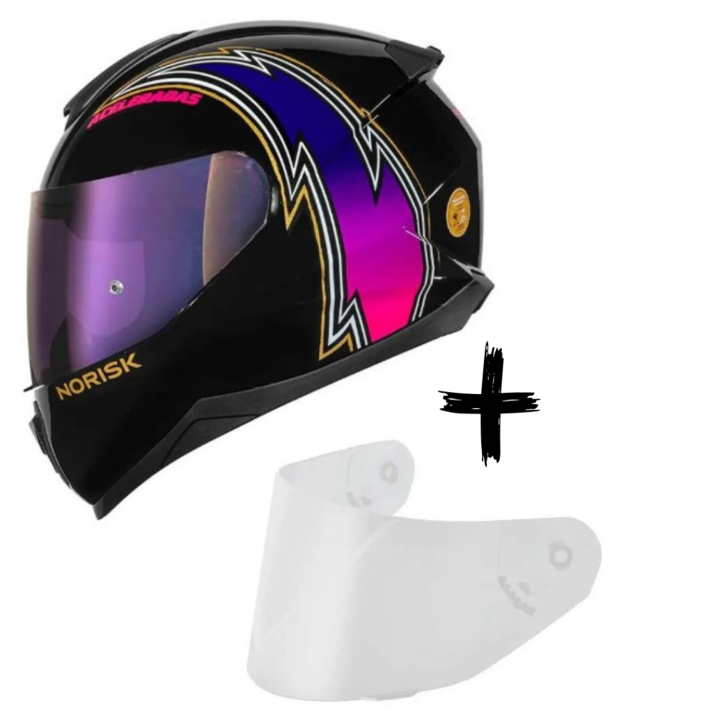 Capacete Norisk Feminino Razor Aceleradas Viseira Pink Revo