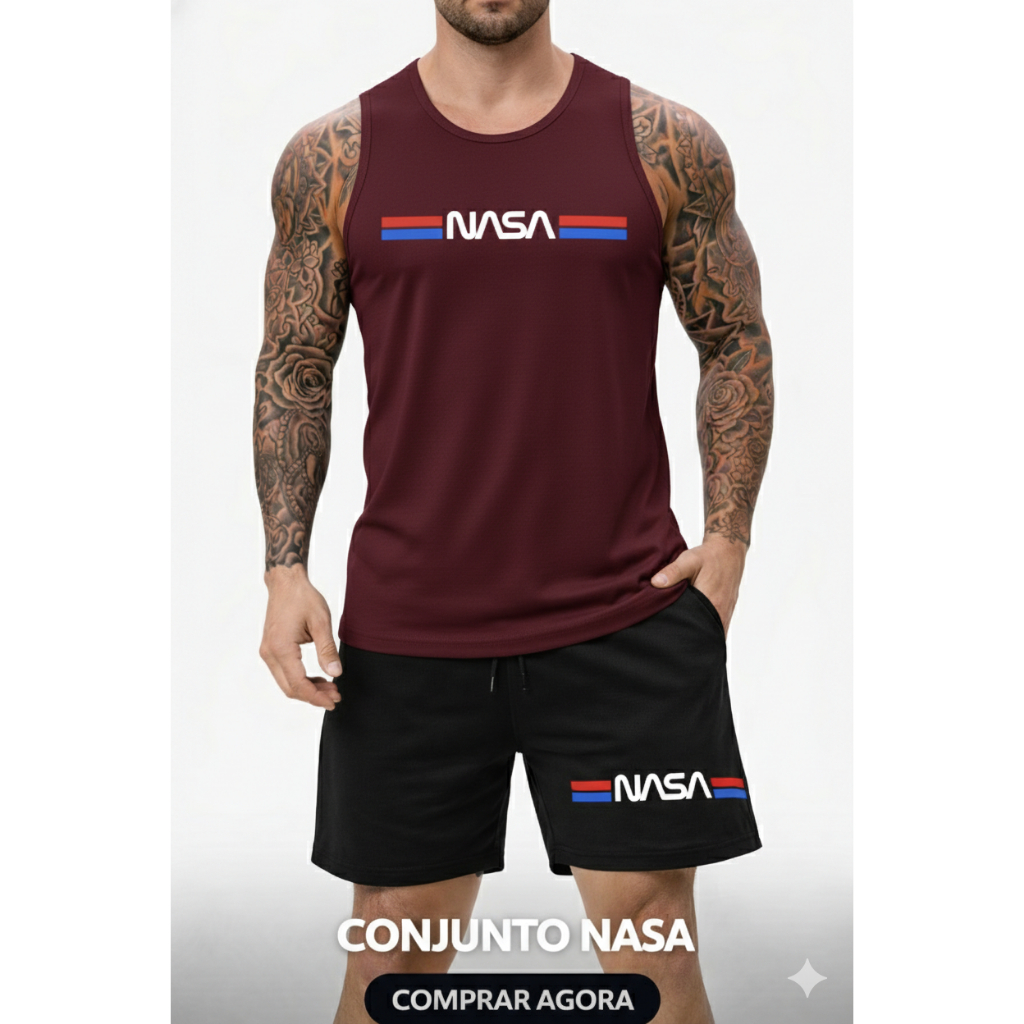 Kit Conjunto Fio 30.1 Nasa Regata e Bermuda Moletom PREMIUM Confortável Lançamento Toque Macio Envio Imediato