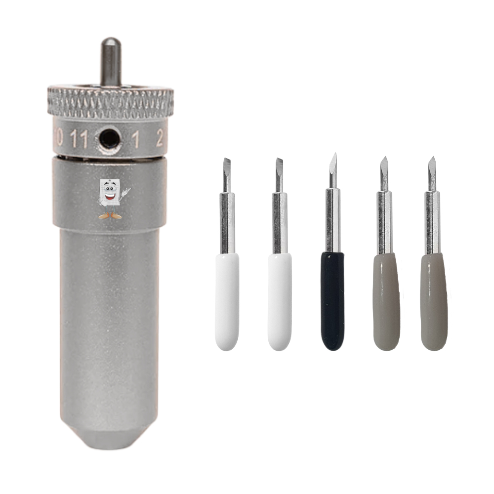 Kit Suporte Lâmina Helíaco Compatível Cameo 1,2,3, Portrait 1,2 e Curio 1 + Kit 5 Lâminas Plotter 30°.45° e 60°