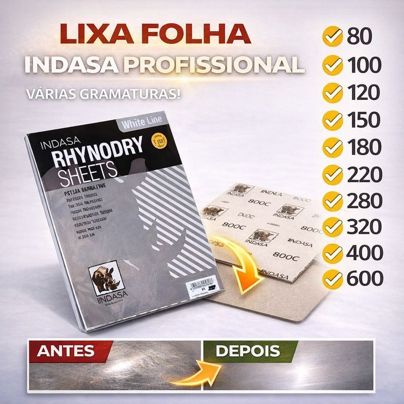 Lixa Folha Branca para Madeira INDASA – Uso Profissional e Hobby | Unidade em Oferta na Shopee