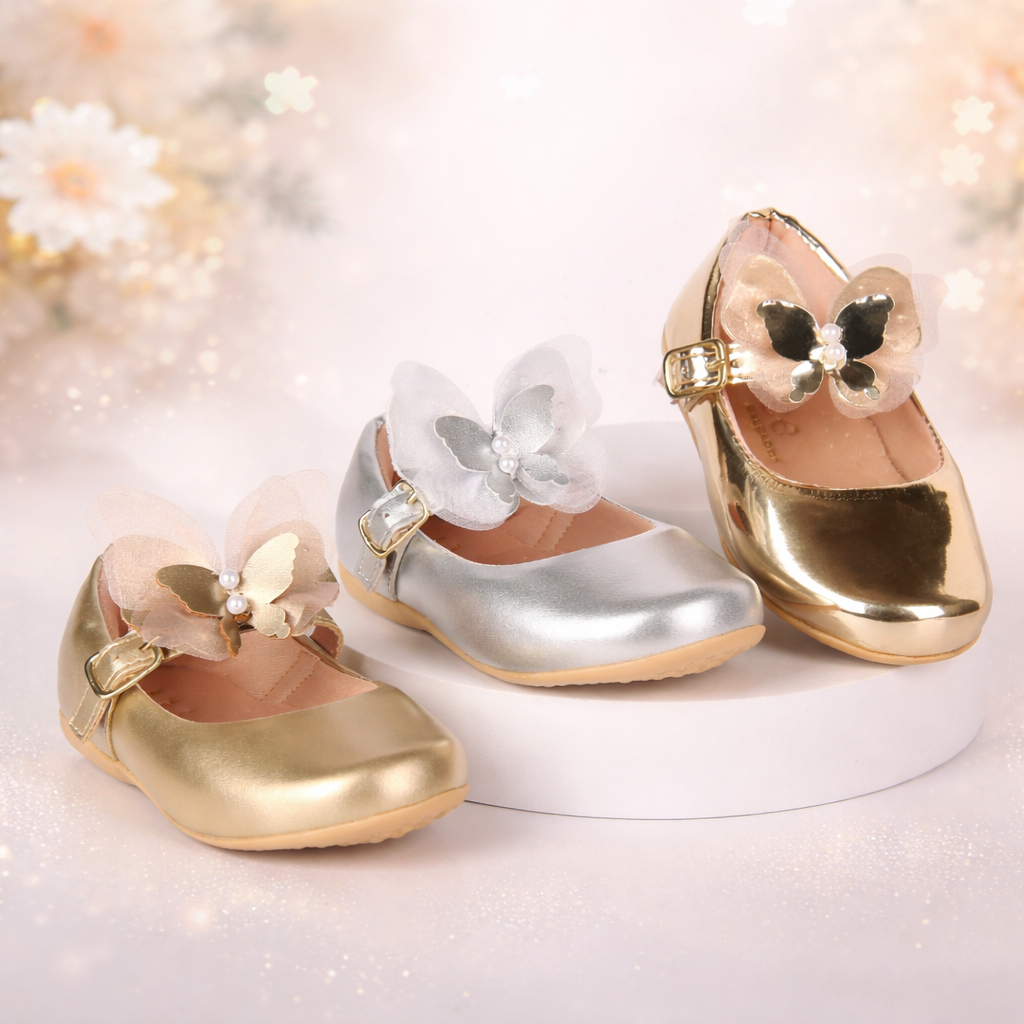 Sapatilha Infantil Menina Laço Borboleta Delicada Confortável Moda Casual Festa Metalizada em Oferta na Shopee