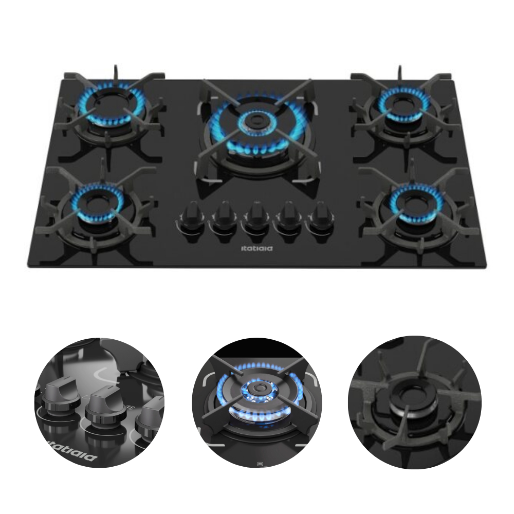 Fogão Cooktop 5 Bocas Itatiaia Trempe Ferro Fundido Itacook Premium em Oferta na Shopee