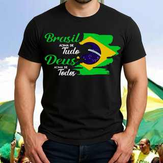 Camiseta unisex slim Deus acima de tudo Brasil acima de todos Bolsonaro dia a dia 100% Algodão premium pronta entrega