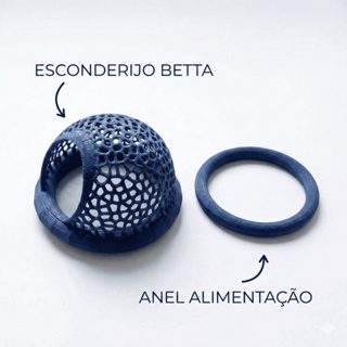 Kit Toca Esconderijo Betta + Anel Alimentação - Anti Stress Peixes Aquário em Oferta na Shopee