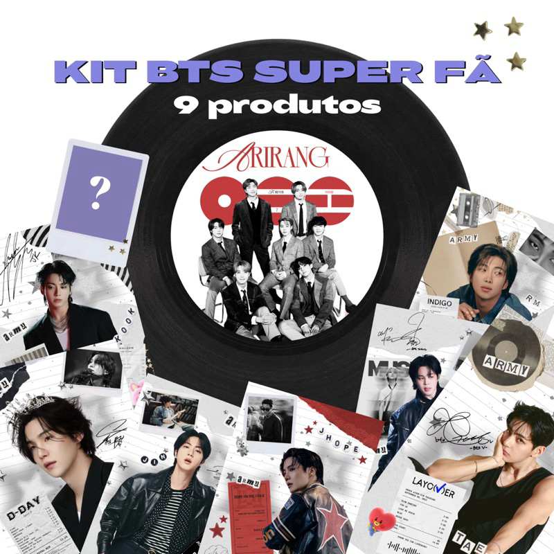 KIT BTS SUPER FÃ - KPOP • DECORAÇÃO • PÔSTER • FOLHAS PARA BINDER • QUADRO DECORATIVO • MINI FOTO