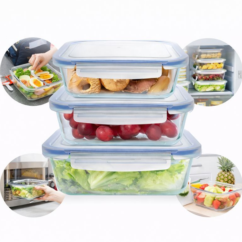 Kit 3 Potes De Vidro Hermético 320Ml 520Ml 800Ml Refratário em Oferta na Shopee