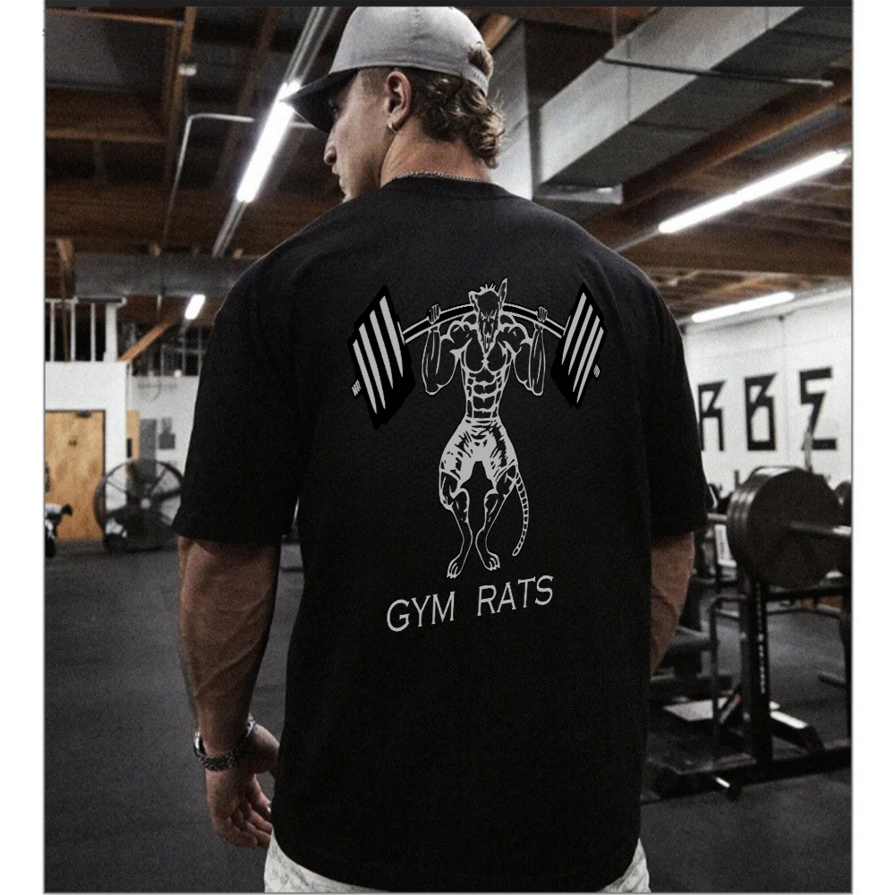 Camiseta Premium Oversized Academia Gym Rats Desenho Maromba Confortavel Unissex Blusao Estiloso