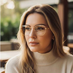 001 ARMACAO PARA OCULOS DE GRAU MASCULINO FEMININO HEXAGONAL LENTE DESCANSO COM PROTECAO UV400