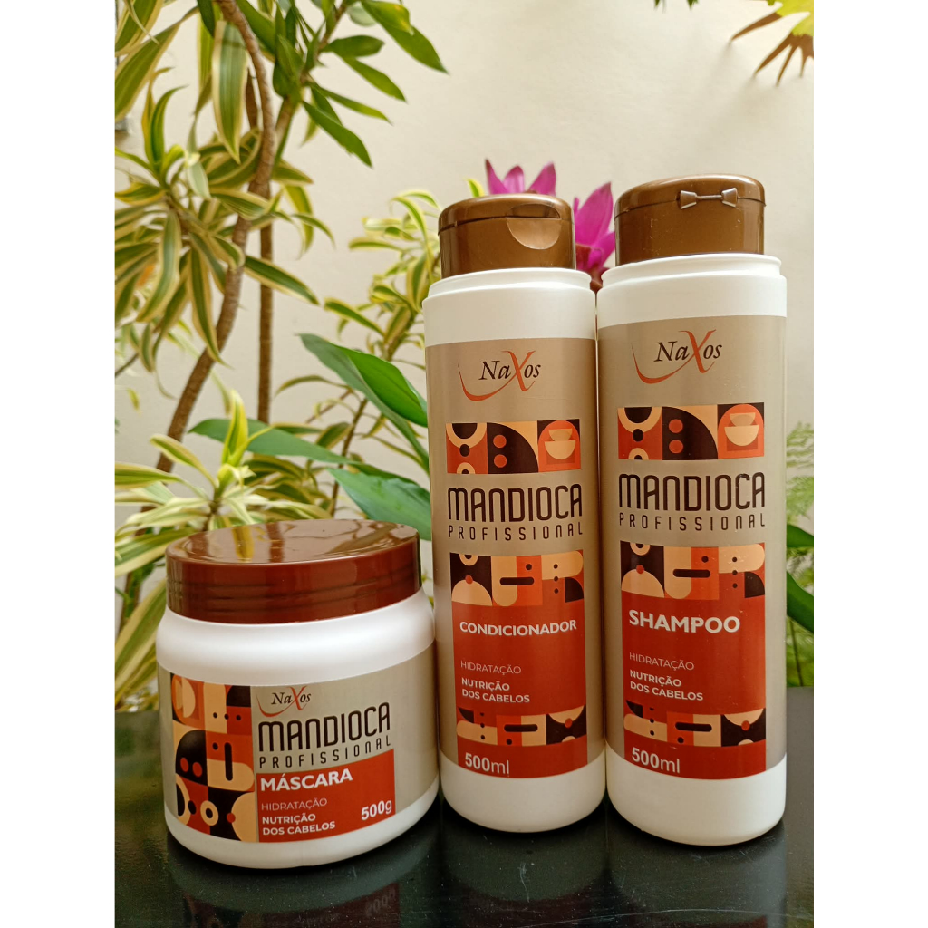 Kit Tratamento Capilar Mandioca Shampoo e Condicionador  e Máscara 500G
