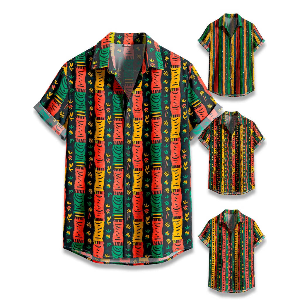 Camisa De Botão Tribal Africana Étnica Colorida Estilo Afro Tribal [Ref-010]